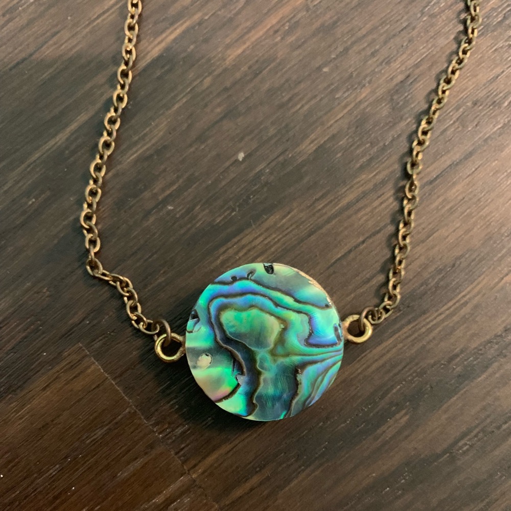 Anthropologie Abalone shell gold necklace